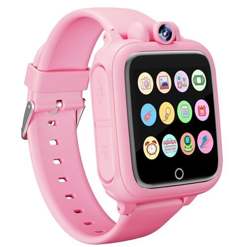 Diswoe Reloj Inteligente Niños, Smartwatch Niña 3 4 5 6 7 8 9 10 11 12 años, Regalo Niña con 14 Juegos, Cámara Giratoria de 90°, Despertador y HD Pantalla Táctil, Regalos para Niños y Niñas
