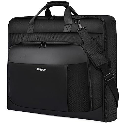 Bolsa Portatrajes de Viaje para 3 Trajes Hombre Bolso Porta Trajes Ropa Vestidos, Portatrajes para Viajes de Negocios, Equipaje de Mano Porta Traje Hombre para Ordenador Portatil 15.6 Pulgadas, Negro