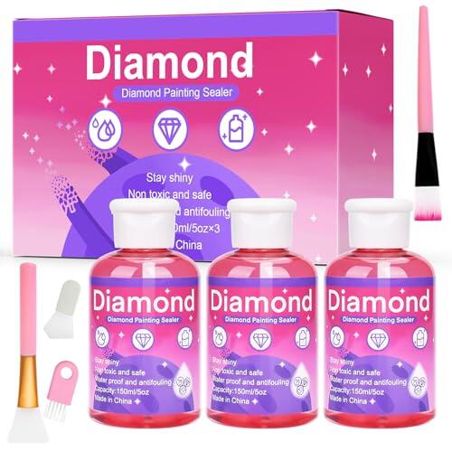 YUTUY Protección para Fijar y Sellar Diamantes,3 * 150 ml,Sellador de Pintura de Diamantes,3 * 150 ml,Diamond Painting Finish,Sellado para Manualidades de Rompecabezas de Diamantes,con Cepillo
