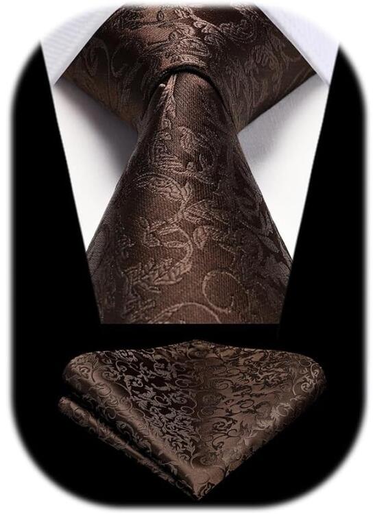 HISDERN Corbata de hombre elegante formal clásica a cuadros color liso corbata y pañuelo de bolsillo hombre para novia, boda, fiesta trabajo