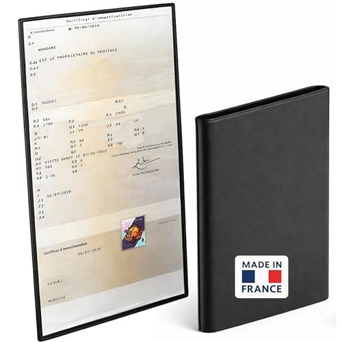Idea pro mobility - Funda para tarjeta gris con 3 solapas de PVC (goma blanda), protección con certificado de matrícula para coche y motocicleta, fabricado en Francia