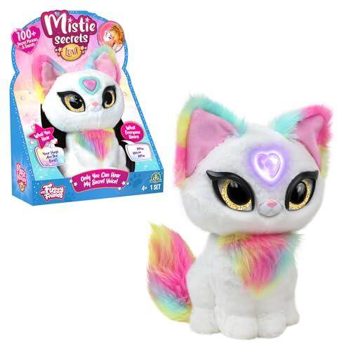Hello Kitty - 4SF Mistie Secrets, Peluche Interactivo con Funciones electrónicas, Habla en francés, Solo tú Puedes Escuchar Sus Secretos, Corazón mágico, Modelo Luna, para niños Desde 4 años, MY0000