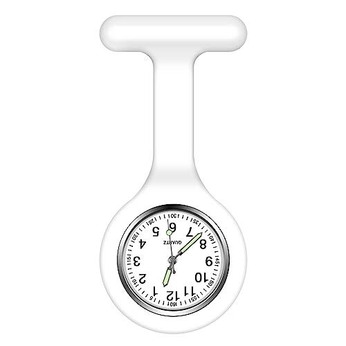 Vicloon Reloj de Bolsillo de Silicona Con Broche Para Enfermera, Unisexo Reloj Paramédico Nurse Fob, Regalo Para Médico (Blanco)