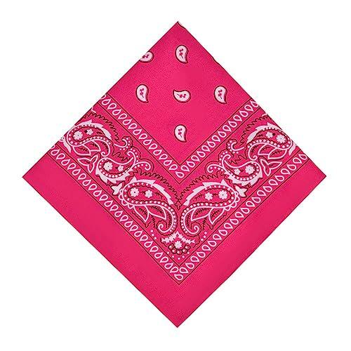 Aomig Pañuelos Cabeza Mujer, Pañuelo Pirata con Diseño Único Estampado, Bandana Hombre de Moda y Deporte, Pañuelos de Colores Unisex para Cuello, Cabeza, Muñeca, Adultos y Niños, 54 X 54cm(Rosa Roja)