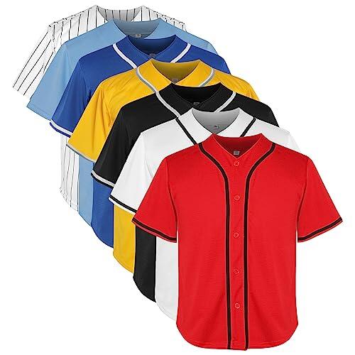 Camiseta de béisbol juvenil en blanco para niños, camiseta con botones, estilo hip hop, camisetas deportivas a la moda para niñas, tallas S-XL, Rojo juvenil, X-Large