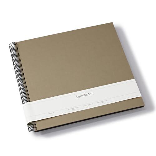 Semikolon 369986 Álbum en espiral Economy Large - 34,5 x 33,2 cm - Álbum de fotos, 50 páginas negro, libro de fotos, fango beige