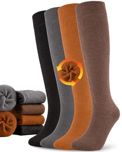 Aoliks Calcetines cálidos hasta la rodilla para mujer, calcetines térmicos de algodón para senderismo, esquí, regalos de invierno