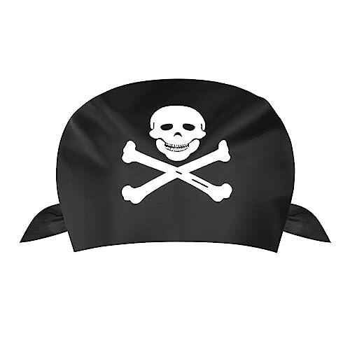 AOMIG Pañuelo Pirata para la Cabeza, 1PC Pañuelo Triángulo Pirata，Accesorios de Ropa Pirata, Bandana para Fiestas de Pirata, Club, Cosplay, Halloween y Niños Adulto（ Negro ）