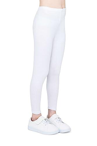 infatti Leggings de algodón para niñas, Pantalones Suaves y cómodos para niños, Entrenamiento Informal, Estilo Elegante, Ropa básica Zoe, Blanco 140 cm (10 años)