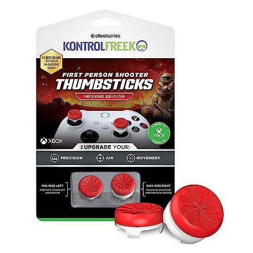 KontrolFreek FPS Freek Inferno - Controlador para Xbox One y Xbox Series X, palancas Pulgares de Rendimiento, 1 Altura Alta, 1 Altura Media, Rojo/Blanco