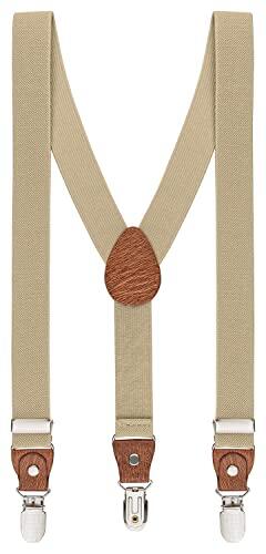 BomGuard Tirantes para niños de 2 a 7 años – Tirantes ajustables para niños y niñas – Longitud 47 – 70 cm (+5 cm) – Adecuado para estatura 90 – 125 cm, beige, Talla única