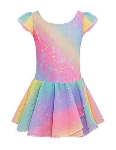 trudge niños Ropa de Ballet niñas Vestido de Ballet Leotardo de Ballet de Manga Corta Leotardo de Ballet Vestido de Danza Cuerpo de Baile de algodón con Falda de Gasa patrón tutú 8/130