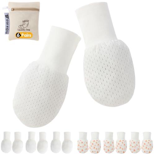 6 Pares Mitones de bebé Manoplas para bebés recién nacidos Guantes para bebés Manoplas (6-12 meses)
