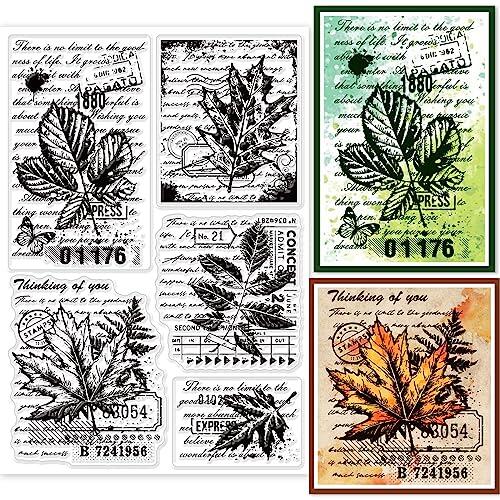 GLOBLELAND Hojas de Letra Fondo Sellos de Silicona Transparentes Sellos Claros Retro Sellos de Silicona Vintage Para Diseño de Tarjetas DIY Presión Diario de Grabación