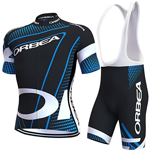 louizumify Mono Ciclista Profesional de Manga Corta para Hombre, Tejido de Alta Elasticidad, Transpirable y de Secado rápido, protección Solar, 3 Bolsillos