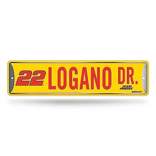 Rico Industries NASCAR Racing Joey Logano - Letrero de calle de metal de 4 x 15 pulgadas, decoración del hogar, dormitorio, oficina, cueva de hombre