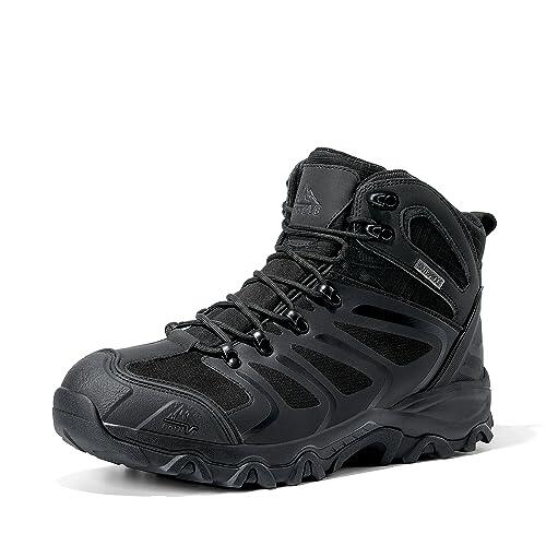 NORTIV 8 Botas de Montaña Zapatos de Senderismo Hombres Zapatillas Trekking Impermeables Ligeros al Aire Libre NEGRO 160448_M-W Talla 43EU/9.5US