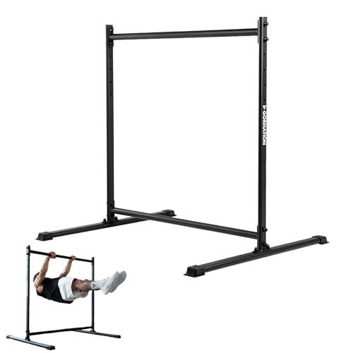 GORNATION Barra Estática para Calistenia, Altura Ajustable con 5 Niveles, Pies Antideslizantes, Empuñadura Recubierta de Polvo, Fácil Montaje, Ideal para Ejercicios de Fuerza y Estáticos