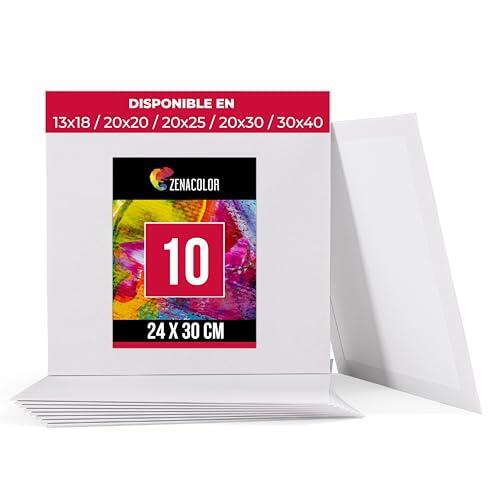 Zenacolor - Set de 10 Canvas - Lienzos para Pintar 24x30cm - Todos los Tipos de Pintura sobre Tela - 100% Algodón sin Ácidos