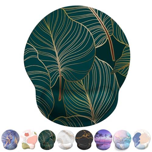 Giecy Alfombrilla Ratón Reposamuñecas,Gaming Mouse Pad Ergonómica con Apoyo de Gel,Alfombra Raton para Ordenador,reposamuñecas Raton con Base de PU Antideslizante(Plantas Tropicales)