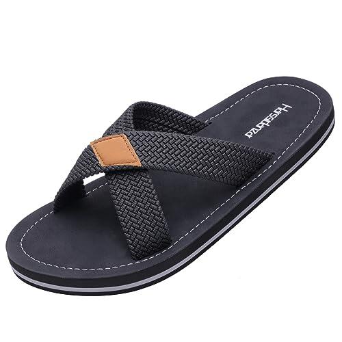 Harssidanzar Zapatillas cruzadas masculinas sandalias ligeras zapatillas de verano,adecuadas para el secado rápido en interiores y exteriores KM229EU,Negro,Tamaño 43