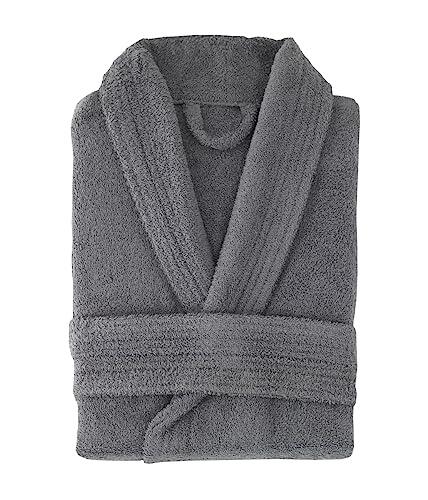 NH NOVOTEXTIL HOGAR Albornoz de baño de Algodón cardado sin capucha. 100% Algodón premium Densidad 450gr. Tejido ultra suave y absorbente. Tamaños S, M, L, XL y XXL (L, Gris)