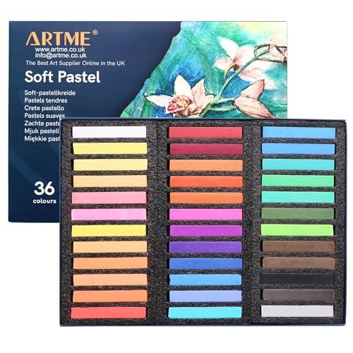 Artme Tizas Pastel Blandas 36 Colores - pasteles para dibujo - barras de pintura pastel suaves y vibrantes colores surtidos
