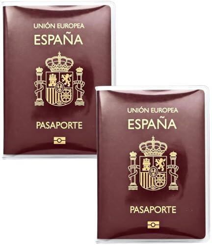 Porta Pasaporte Transparente | Estuche de Protección Practico para Pasaportes | Funda para Pasaporte de Viaje - Plastico reciclable - Ideal para Hombres y Mujeres Viajeros, fabricacion Francesa x2