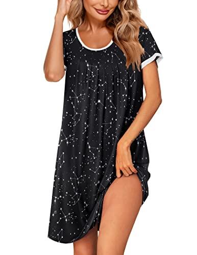 Ekouaer Camisones de Mujer Talla Grande Camisón de Señora Suelto Vestidos de Casa Camisón, Pat10, XL