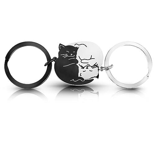 2pcs pareja llavero gato regalo pareja regalos para parejas novio novia san valentin hombre regalo mejor amiga amigas cumpleaños mujer cumpleanos cat keychain gifts for men women