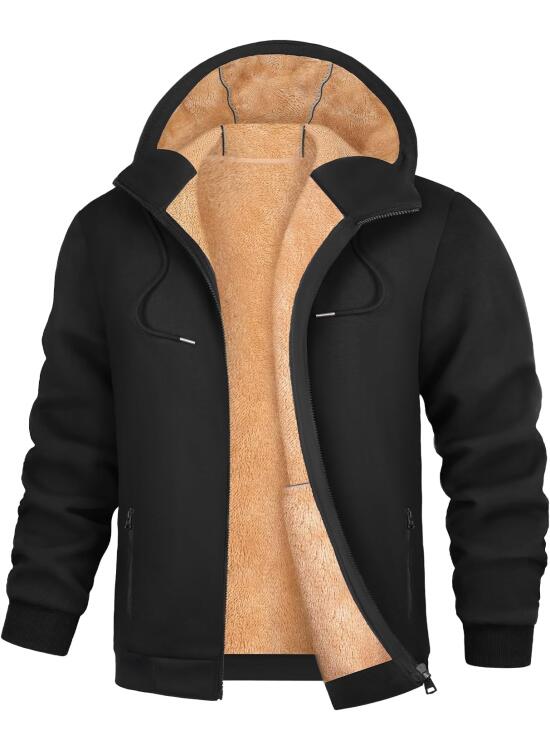 UMIPUBO Sudaderas Hombres con Capucha con Forro Polar Interior Suéter Abrigo de Invierno con Cremallera Fleece Hoodie Chaqueta