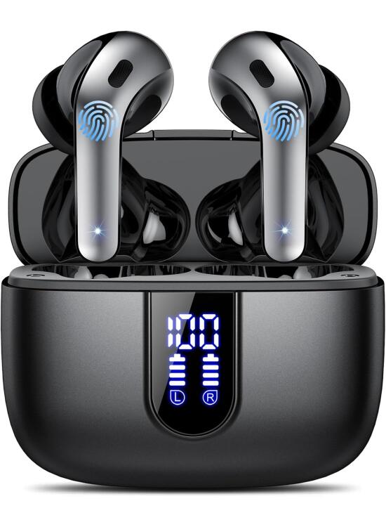 Auriculares Inalámbricos Bluetooth, Auriculares Bluetooth 5.3, 4 Mic con Reducción de Ruido ENC, 50H con Graves, Cascos Inalambricos Bluetooth IP7 Impermeable, Carga Rápida USB-C, Ajuste Cómodo
