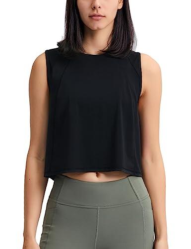 Hanyomo Mujer Yoga Ejercicio Camisetas sin mangas Aptitud física Culturismo Chaleco recortado Atlético Camisetas sin mangas Negro L