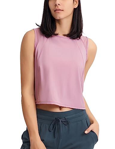 Hanyomo Mujer Yoga Ejercicio Camisetas sin mangas Aptitud física Culturismo Chaleco recortado Atlético Camisetas sin mangas Rosado S
