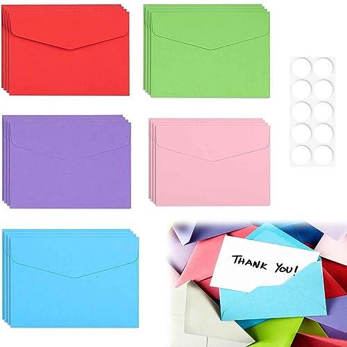 Mini Sobres de Regalo Multicolor, 50 Piezas en 5 Colores Diferentes para Bodas e Ideas de Regalo
