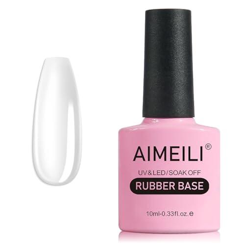 AIMEILI 5 en 1 esmalte de uñas con base de caucho, esmalte de uñas con base transparente empapado en UV/LED, gel adhesivo de strass para uñas - 10ml (Clear)