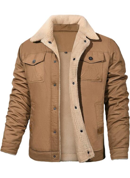 Vancavoo Chaqueta de Invierno Militar para Hombres Cortavientos Chaqueta Cálido Lana Forro Solapa Abrigos Gruesa Chaqueta de Carga Casual con Múltiples Bolsillos Algodón