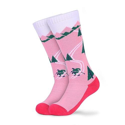 EQLEF Calcetines de esquí para niña, calcetines cálidos y transpirables, rodilla alta, invierno, aire libre, patinaje sobre hielo, deportivos, rosa, 5 años, unisex, 6 pares