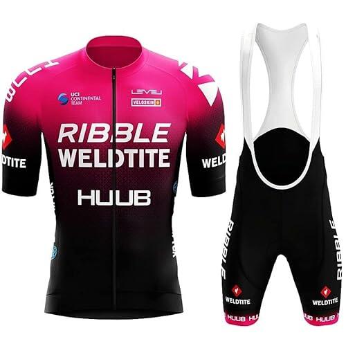 louizumify Maillots de Ciclismo de Manga Corta para Hombre Conjunto de Ropa de Verano, Culottes de Ciclismo con Acolchado de Gel 3D