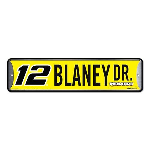 Rico Industries NASCAR Racing Ryan Blaney - Letrero de calle de metal de 4 x 15 pulgadas, decoración del hogar, dormitorio, oficina, cueva de hombre