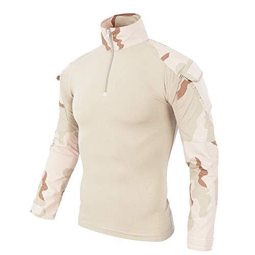 Camiseta militar para hombre, táctica, combate, ajustada, manga larga, camuflaje, paintball, airsoft, uniforme, amarillo, S