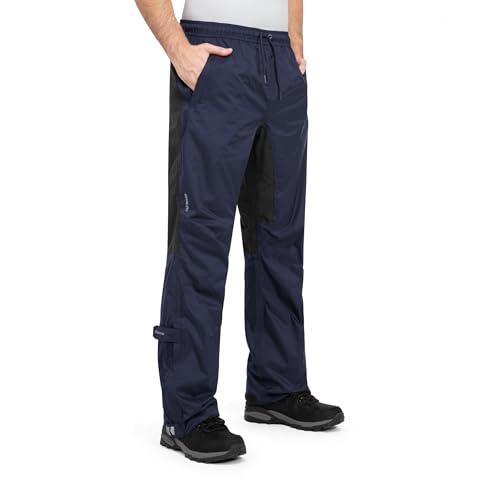 Höhenhorn Pluvia - Pantalón impermeable para hombre, con funda de transporte, columna de agua de 5.000 mm, pantalón transpirable para exterior, azul oscuro, L