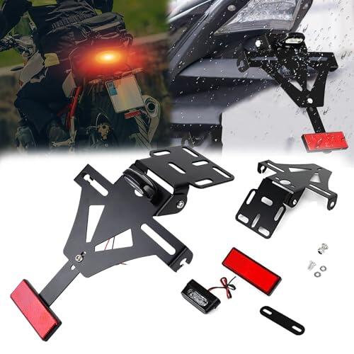 Portamatriculas Moto, Universal Porta Matriculas Moto Matricula Motos Soporte Matricula Motos con Luz Trasera Y Reflector para La MayoríA De Modelos De Motocicletas Normales