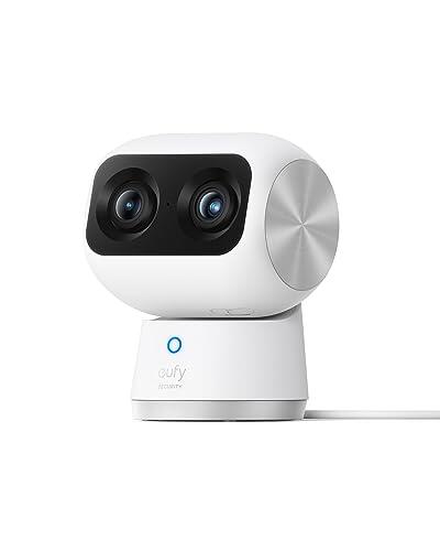 eufy Security Indoor CAM S350,Camara vigilancia WiFi Interior, cámara Doble, 4K UHD, Zoom de 8× y PTZ de 360°, Ideal para Monitor de bebé/cámara para Mascotas/Seguridad del hogar