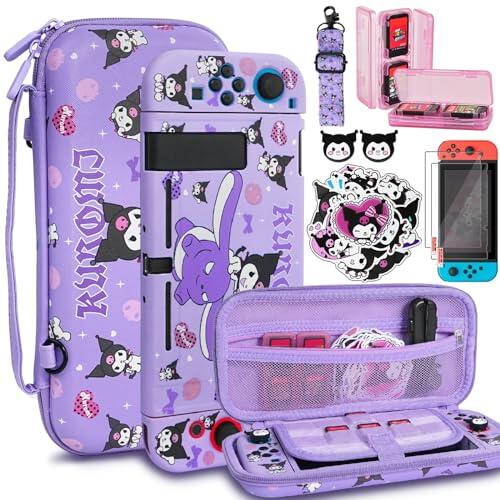 TIKOdirect Funda de transporte para Nintendo Switch, bonita bolsa de viaje portátil en diseño actualizado de 7 en 1, Púrpura K, Switch