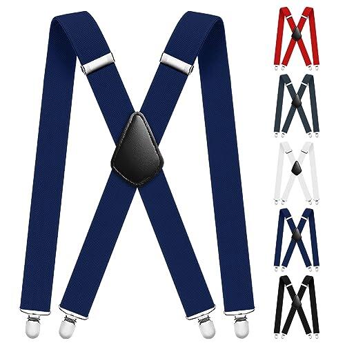 Aomig Tirantes para Hombre, 35mm Ancho con Clips Extra Fuerte, Elegante Retro X Forma Adjustable, Accesorio Traje de Business Fiesta Boda