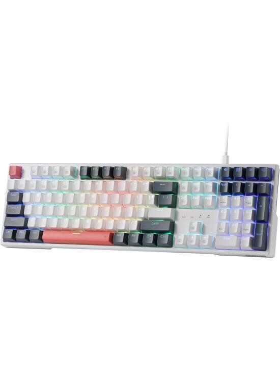 Redragon Teclado mecánico K668 RGB para juegos, teclado mecánico con cable de 108 teclas con 4 teclas de acceso rápido adicionales, espumas absorbentes de sonido, enchufe intercambiable en caliente