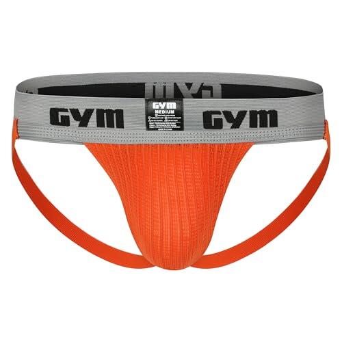 Gym Suspensorio de Entrenamiento con Cintura de 5 cm, Naranja, Medium