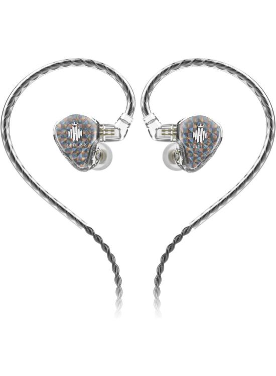 Hidizs MS1 Galaxy In Ear Monitor Auriculare, 2DD Controlador Dinámico De Circuito Magnético, 3,5 Mm, Control en Línea, Cable Desmontable de 0,78 Mm y 2 Pines, Transparente, sin Micrófono