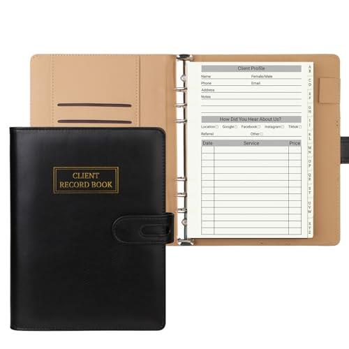 suituts Carpeta de perfiles de estilista con tarjetas de registro de clientes y pestañas para salones y pequeñas empresas (100 hojas, 14.2 x 20.8 cm)